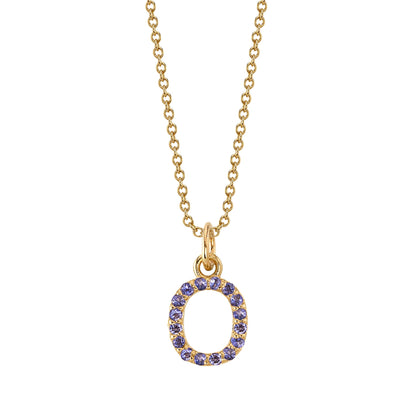 O Initial Birthstone Charm Necklace