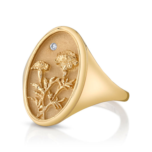 OCTOBER BIRTH FLOWER SIGNET RING