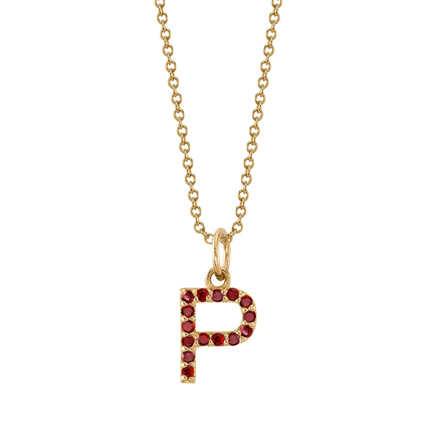 P Initial Birthstone Charm Necklace