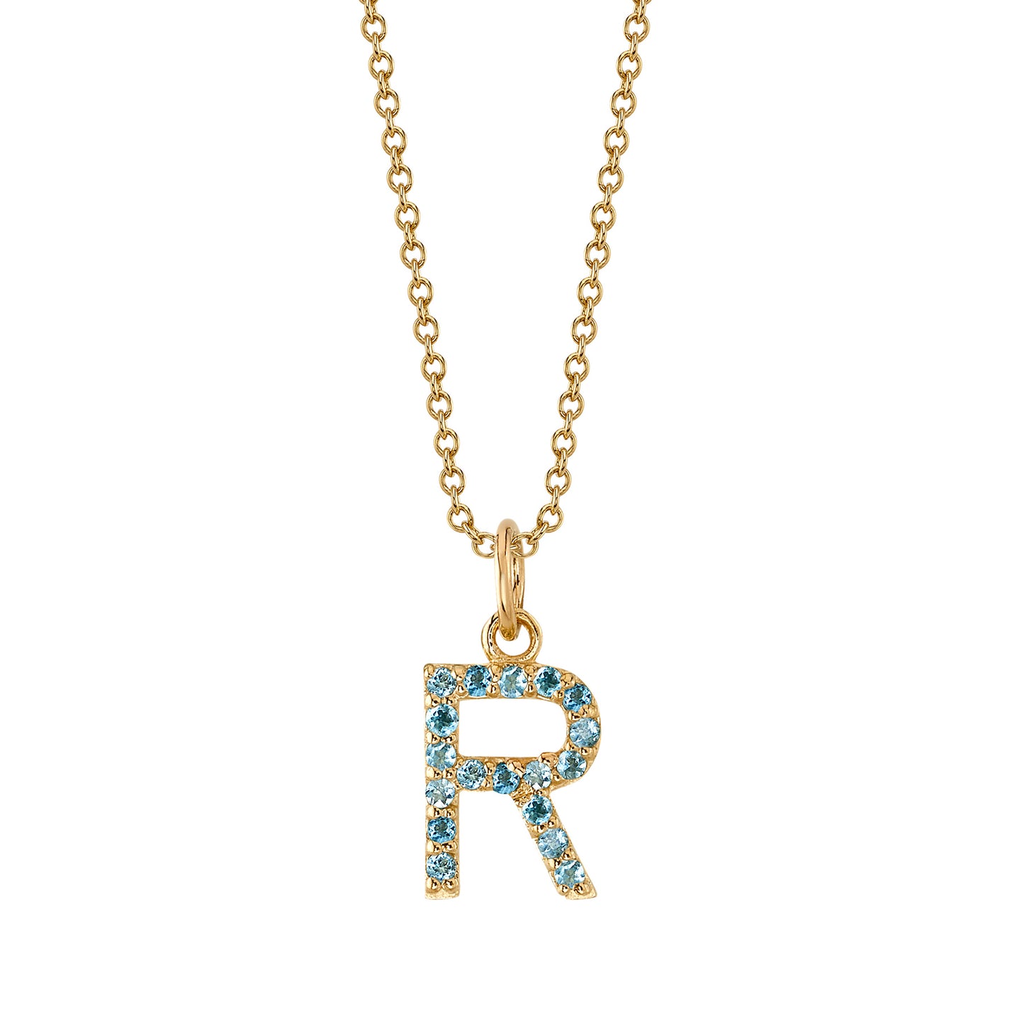 R Initial Birthstone Charm Necklace