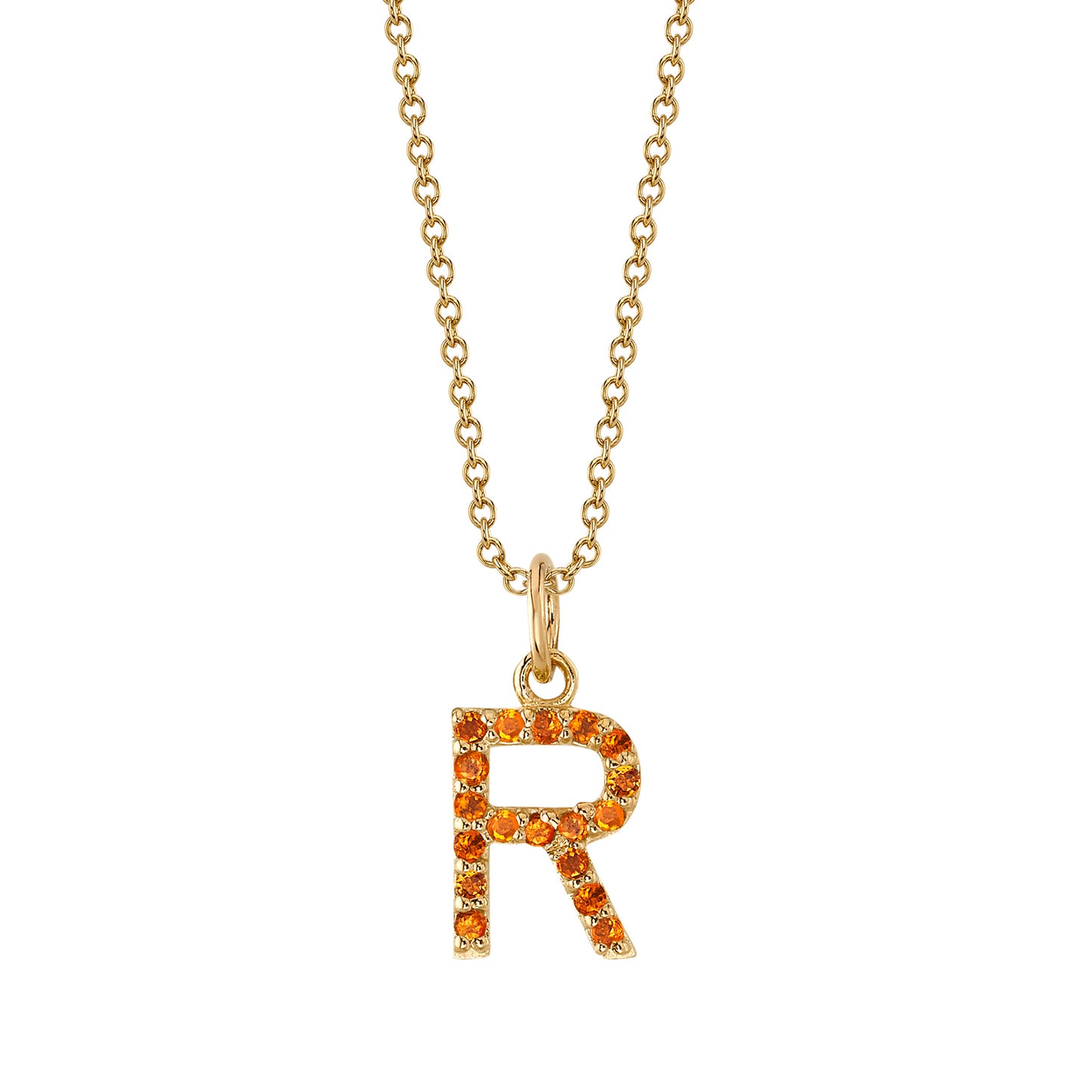 R Initial Birthstone Charm Necklace