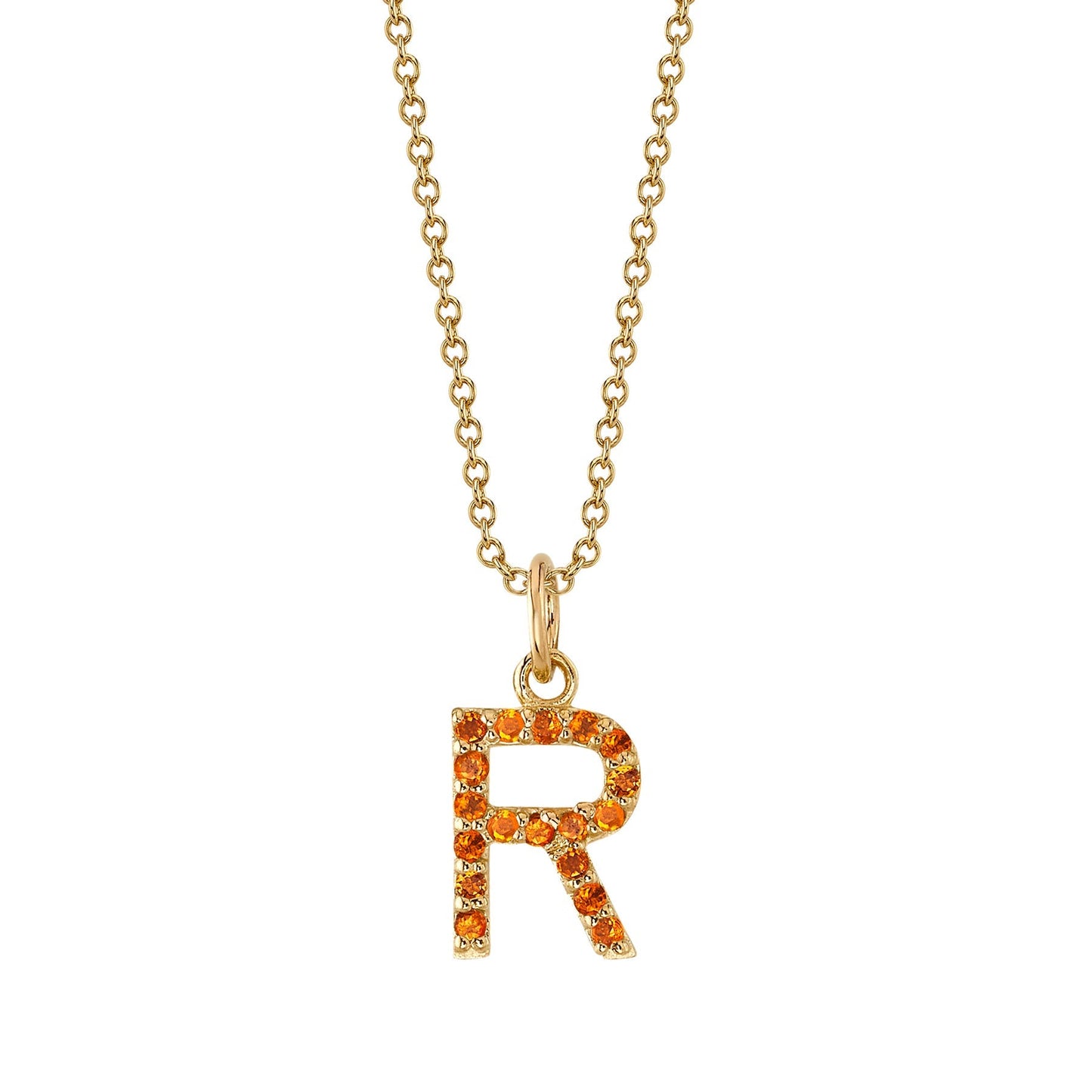 R Initial Birthstone Charm Necklace