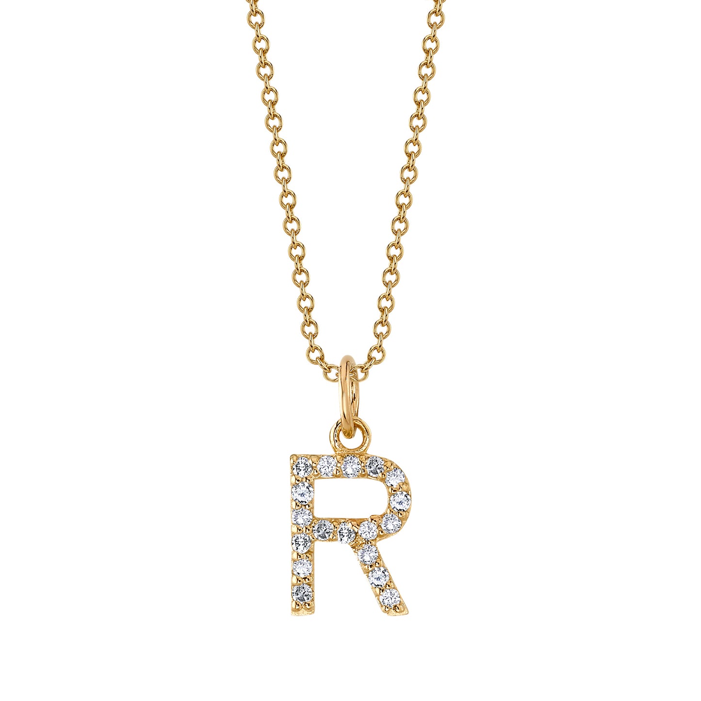 R Initial Birthstone Charm Necklace