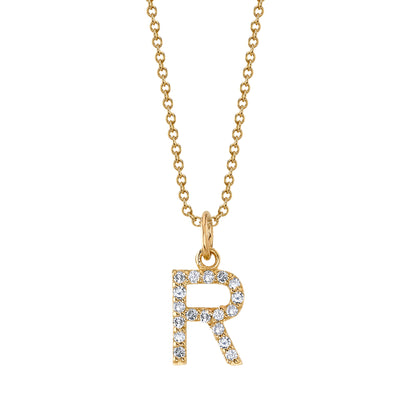 R Initial Birthstone Charm Necklace