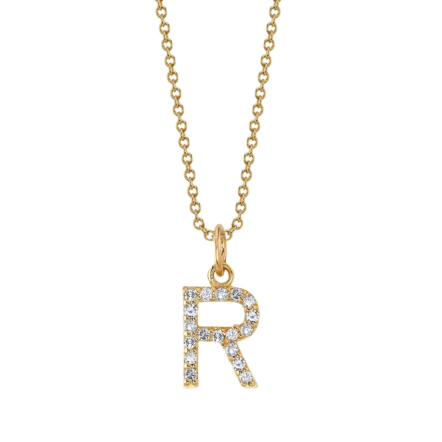 R Initial Birthstone Charm Necklace