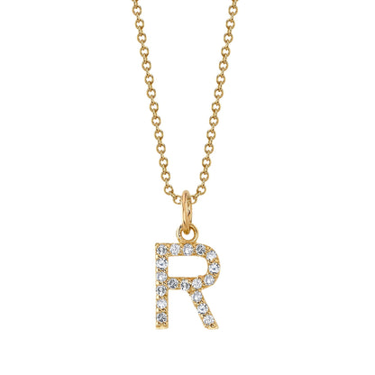 R Initial Birthstone Charm Necklace