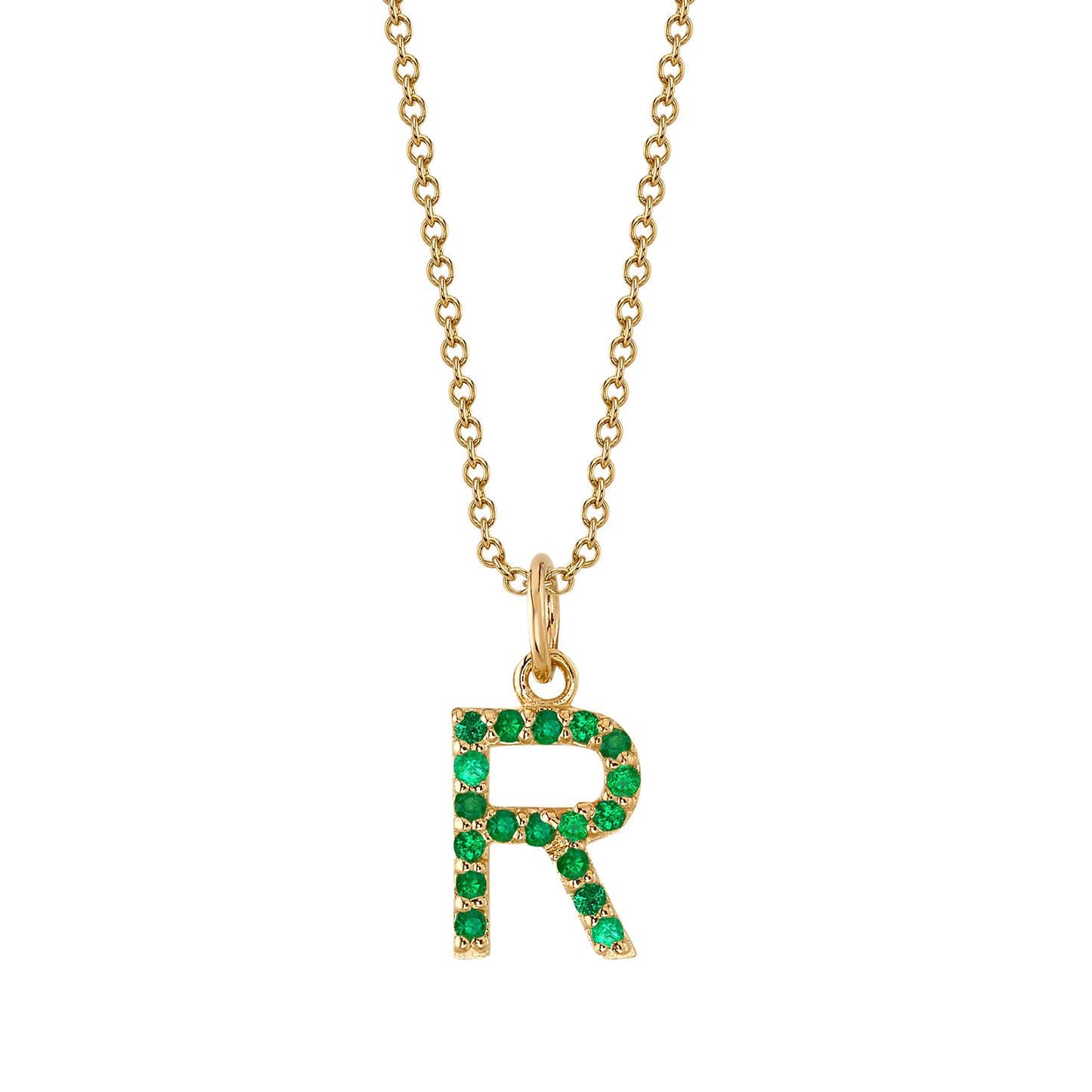 R Initial Birthstone Charm Necklace