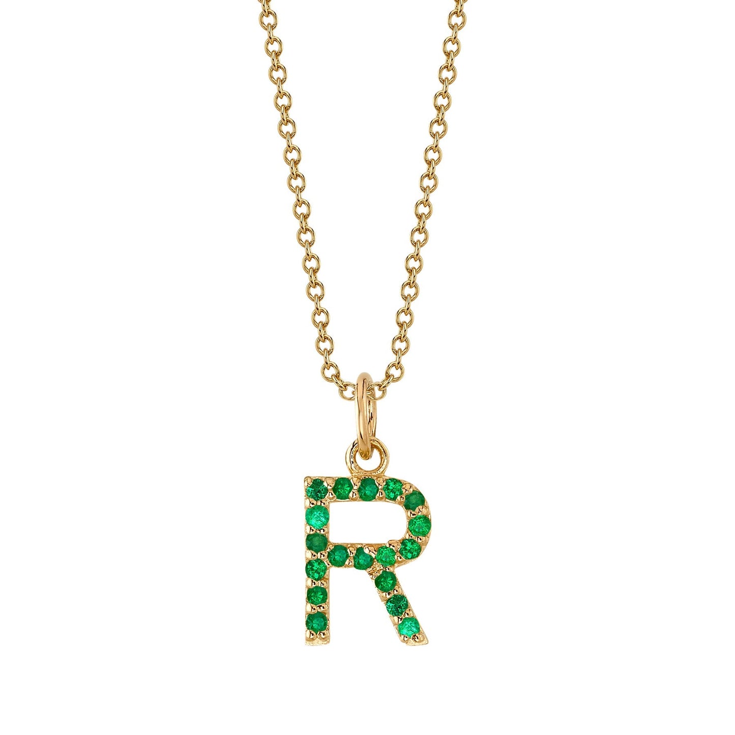 R Initial Birthstone Charm Necklace