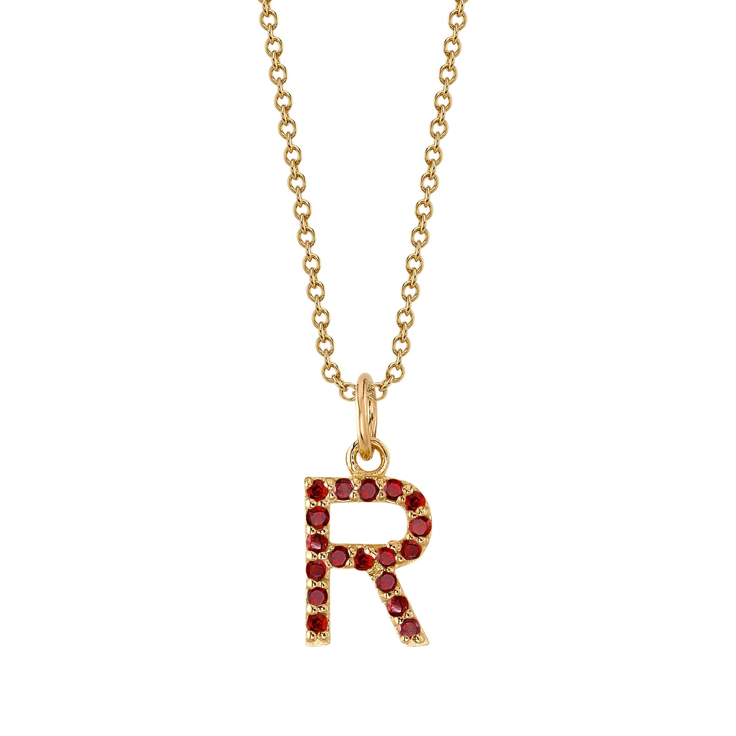 R Initial Birthstone Charm Necklace