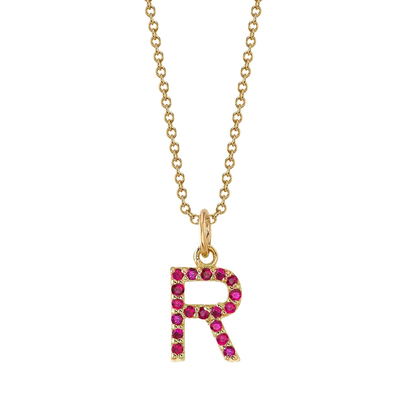 R Initial Birthstone Charm Necklace