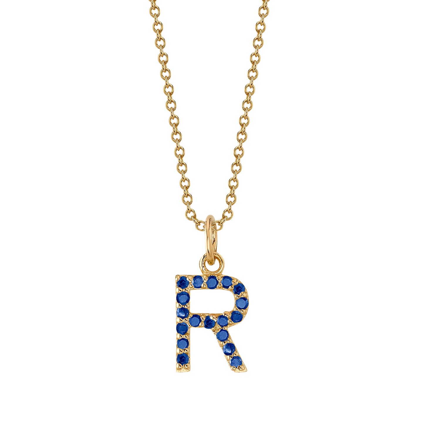 R Initial Birthstone Charm Necklace