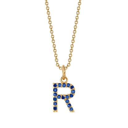 R Initial Birthstone Charm Necklace