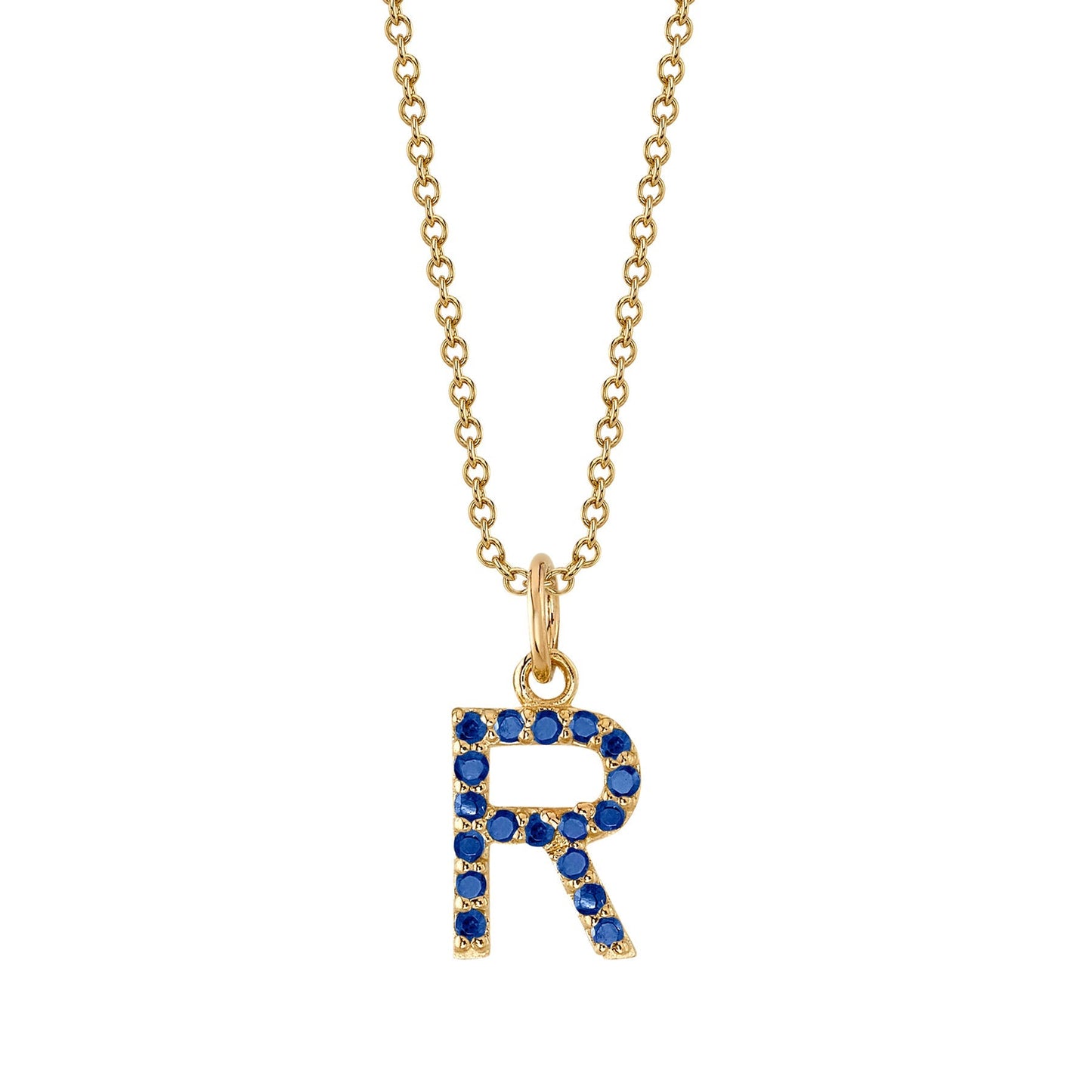 R Initial Birthstone Charm Necklace