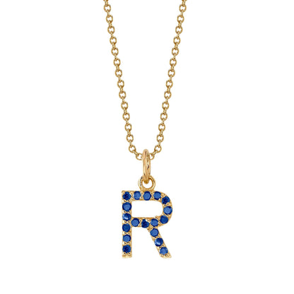 R Initial Birthstone Charm Necklace