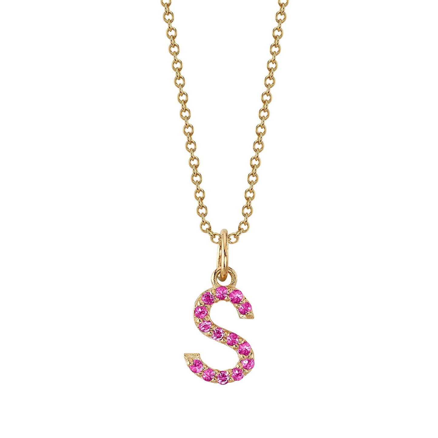 S Initial Birthstone Charm Necklace