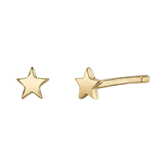 Mini Star Stud Earrings Yellow Gold / Pair
