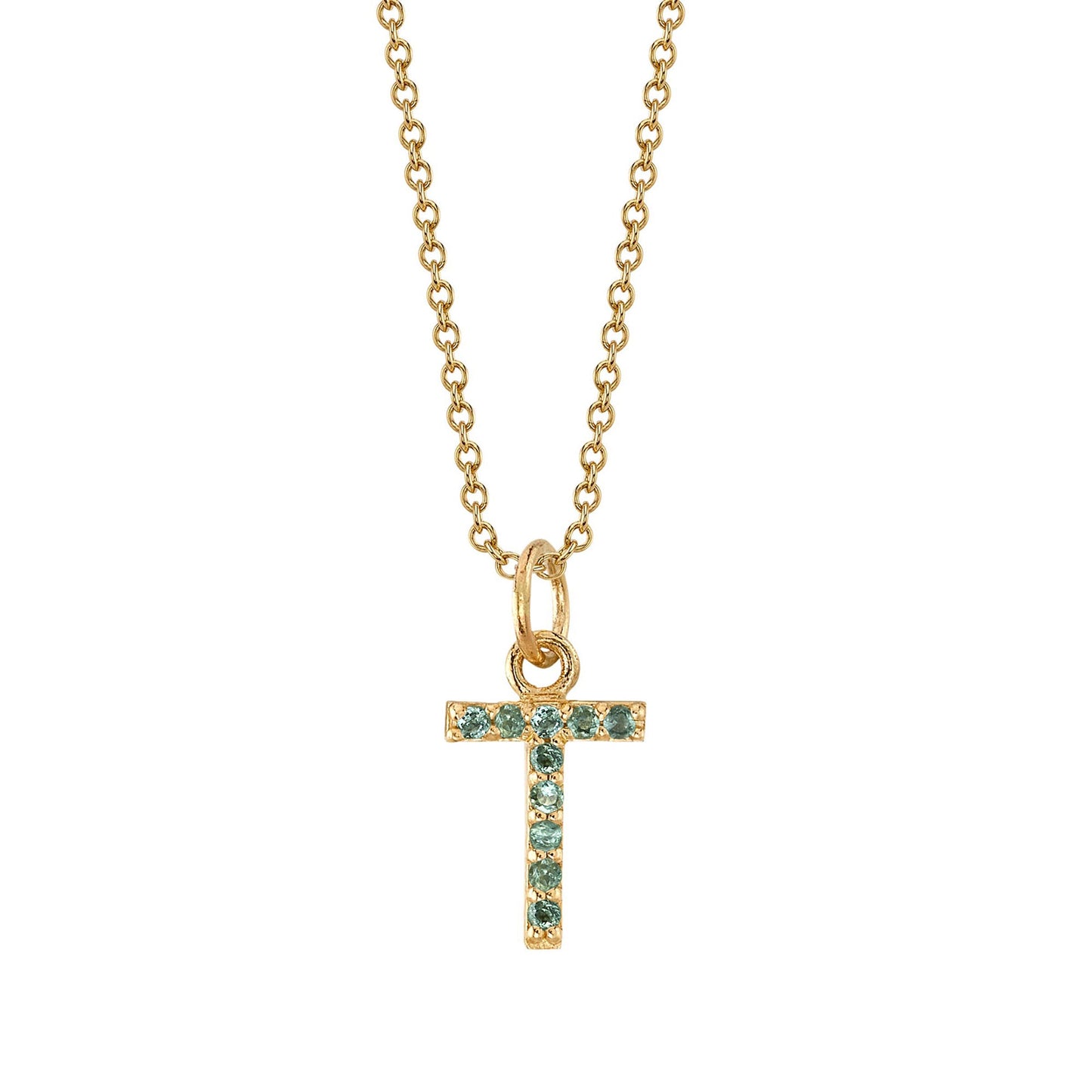 T Initial Birthstone Charm Necklace
