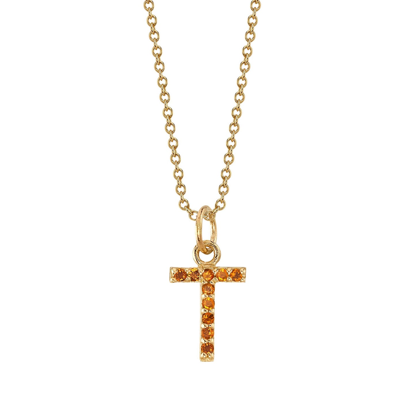 T Initial Birthstone Charm Necklace