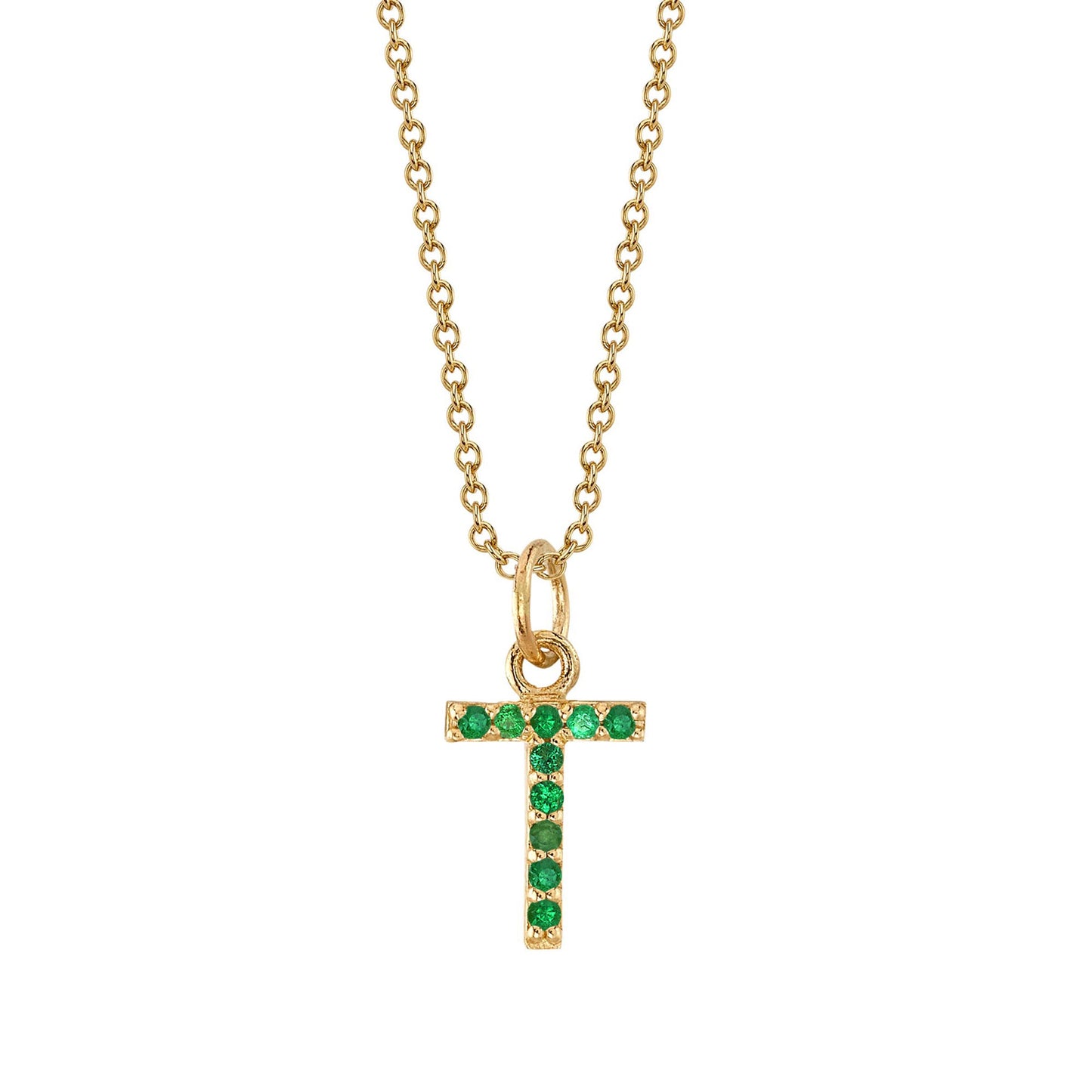 T Initial Birthstone Charm Necklace