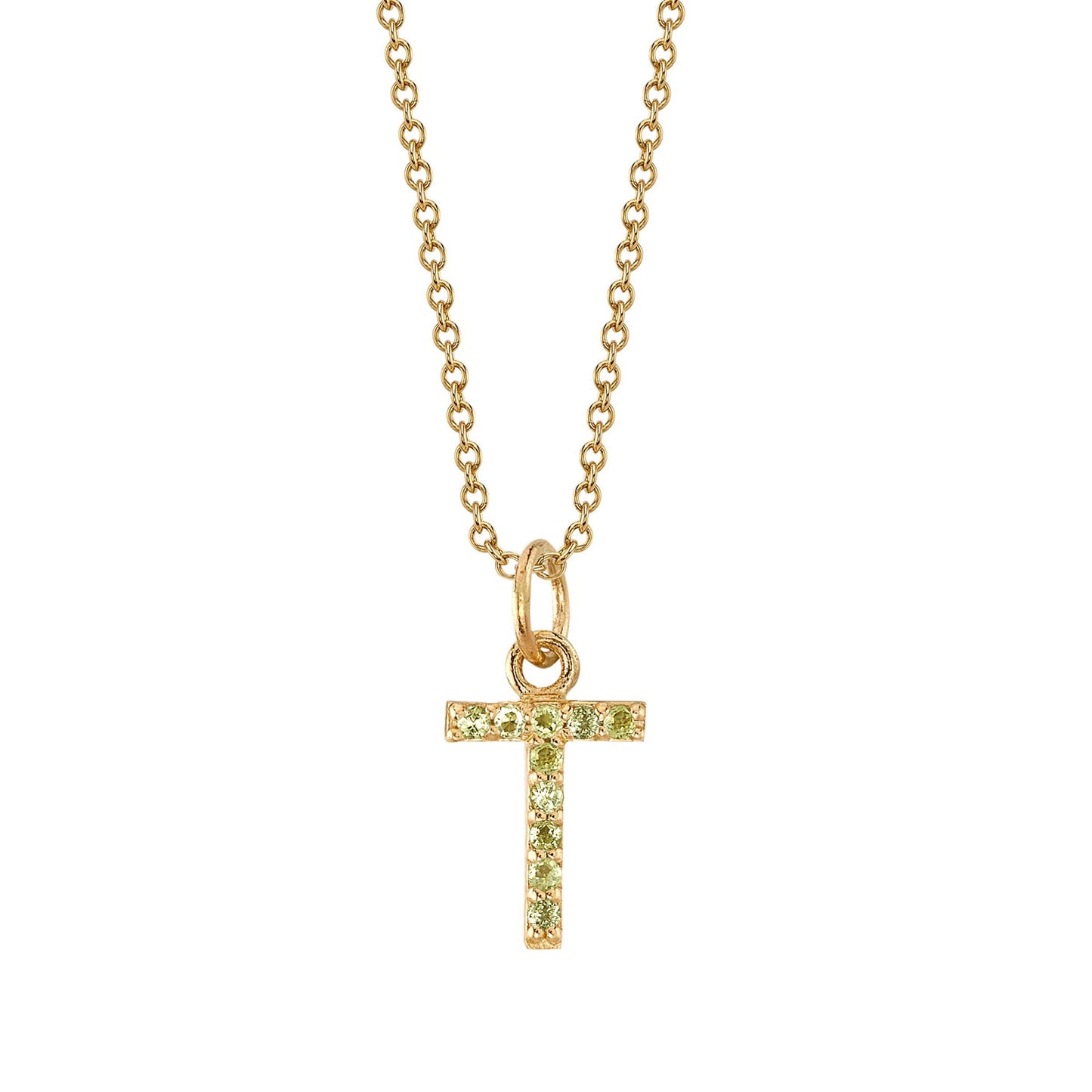 T Initial Birthstone Charm Necklace