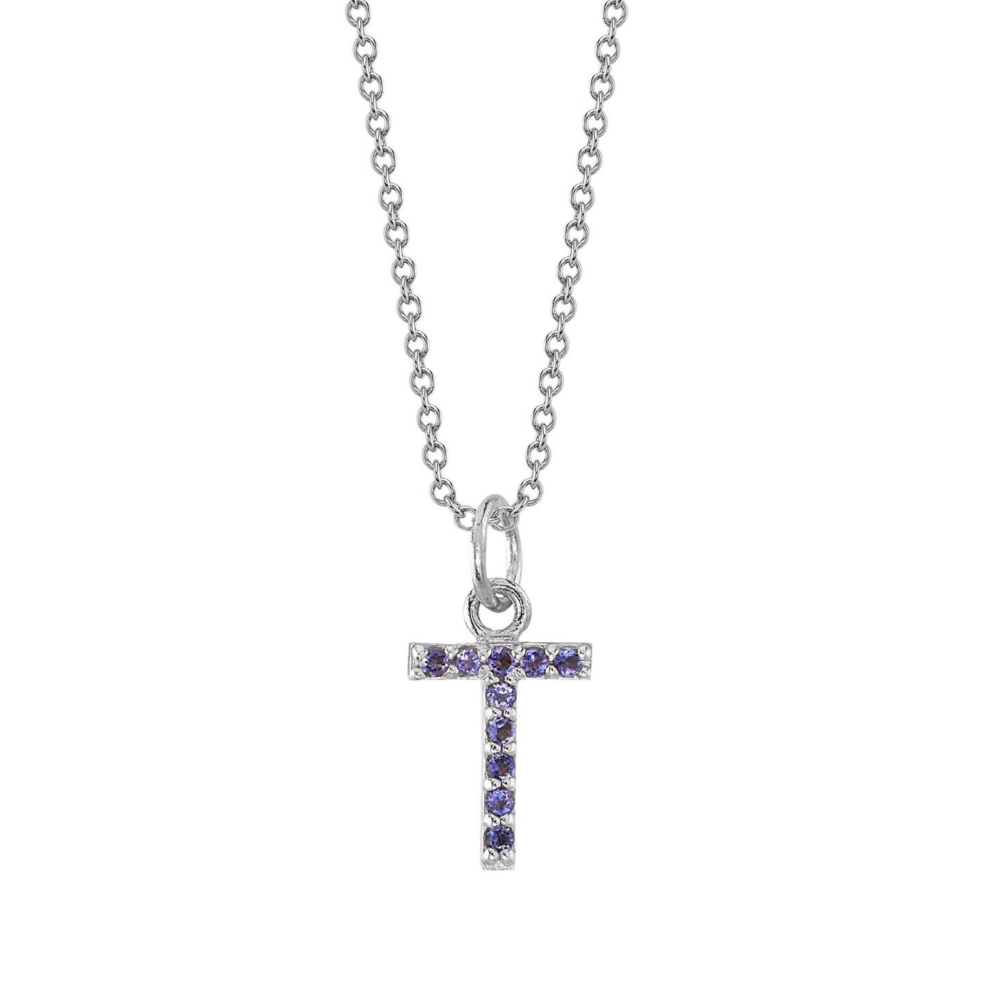 T Initial Birthstone Charm Necklace