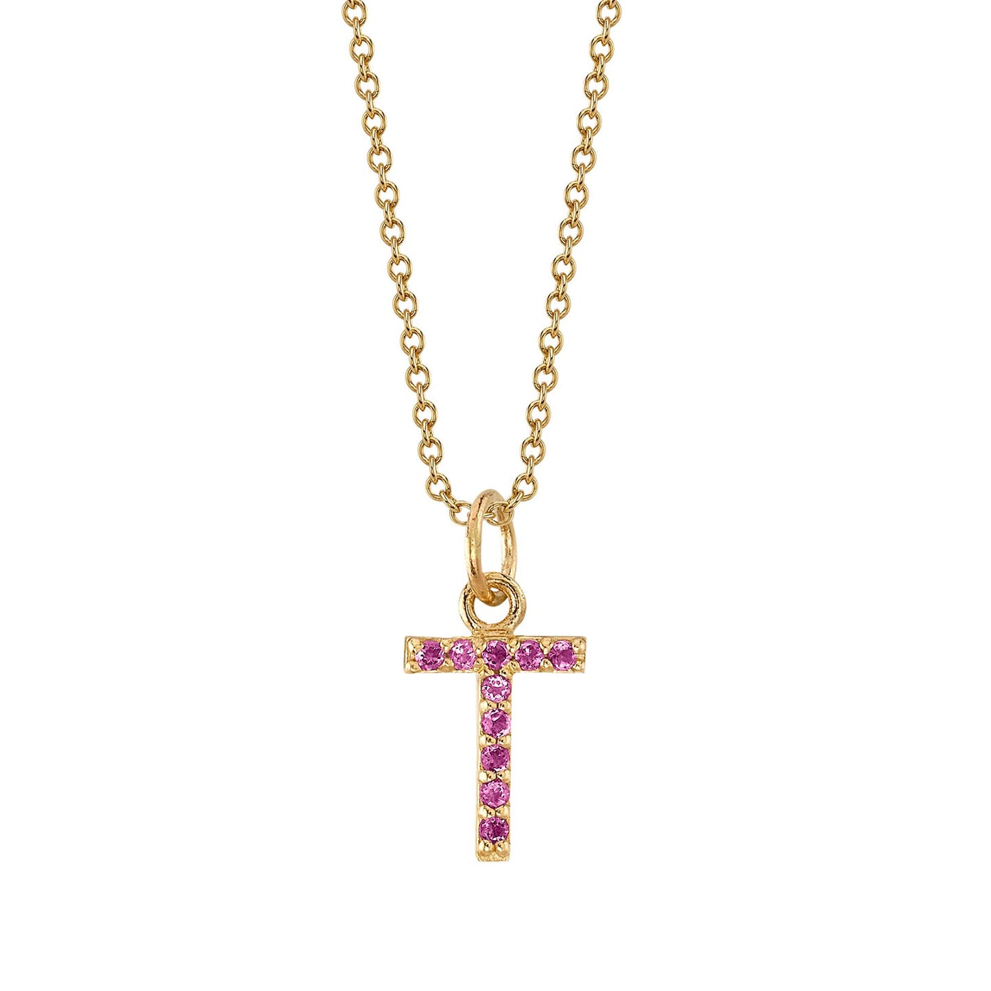 T Initial Birthstone Charm Necklace