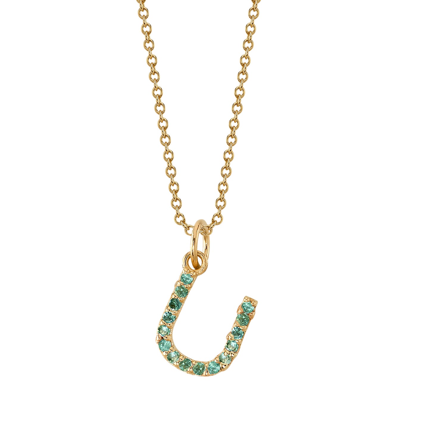 U Initial Birthstone Charm Necklace