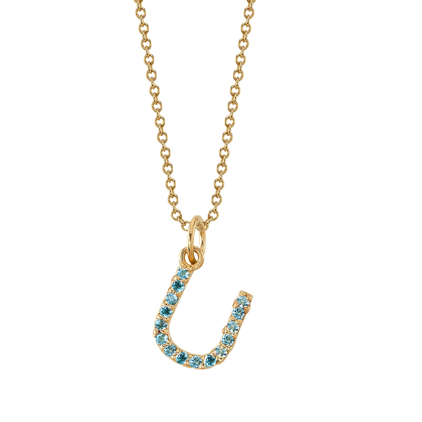 U Initial Birthstone Charm Necklace