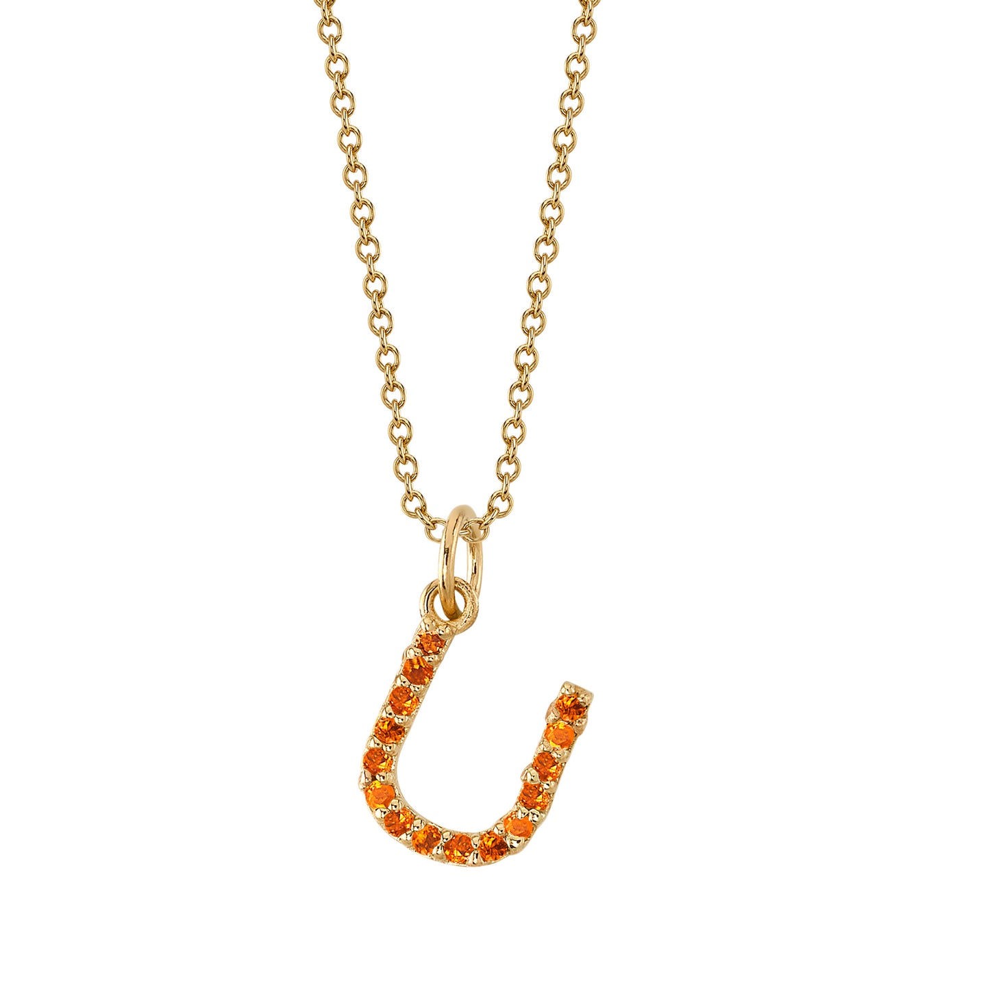 U Initial Birthstone Charm Necklace