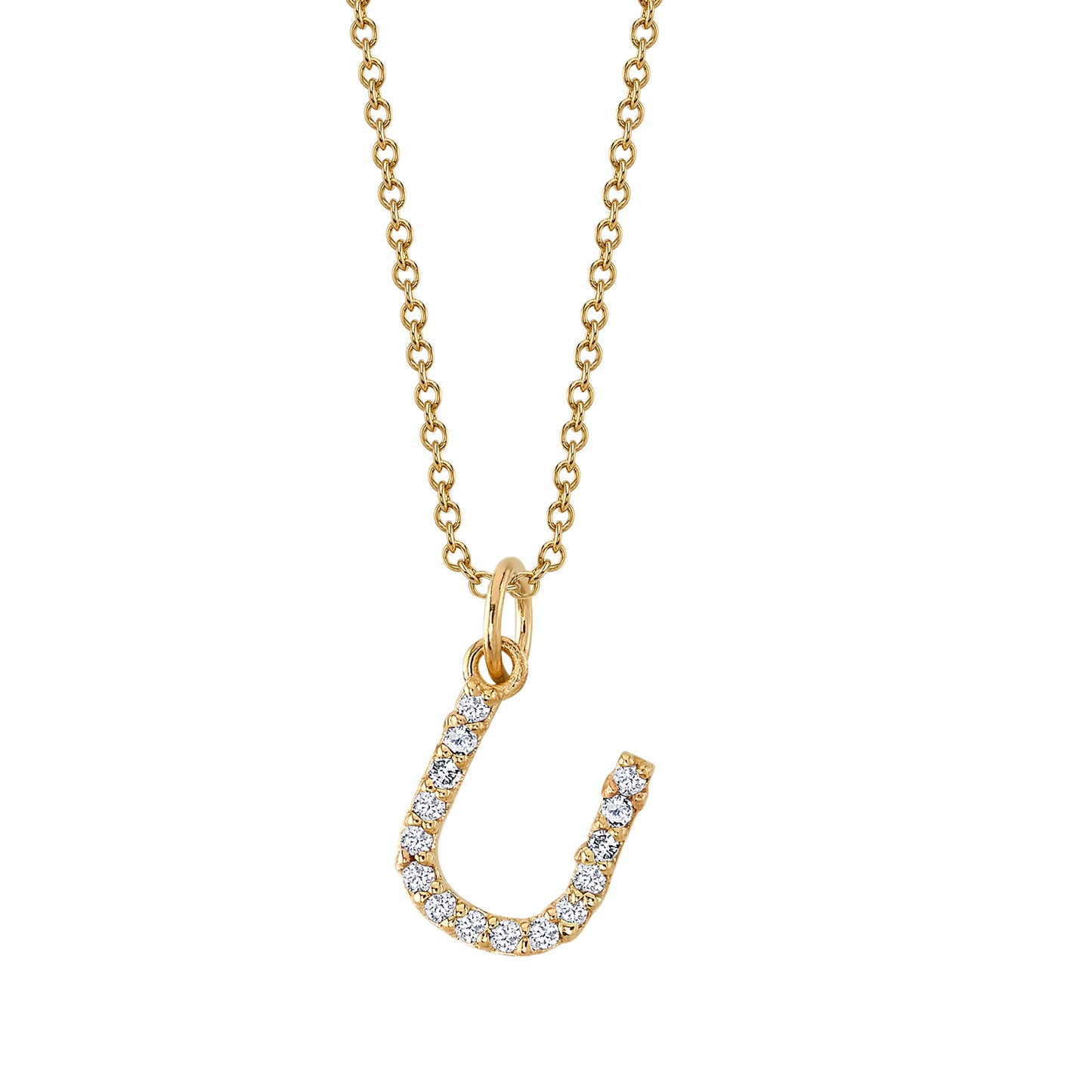 U Initial Birthstone Charm Necklace