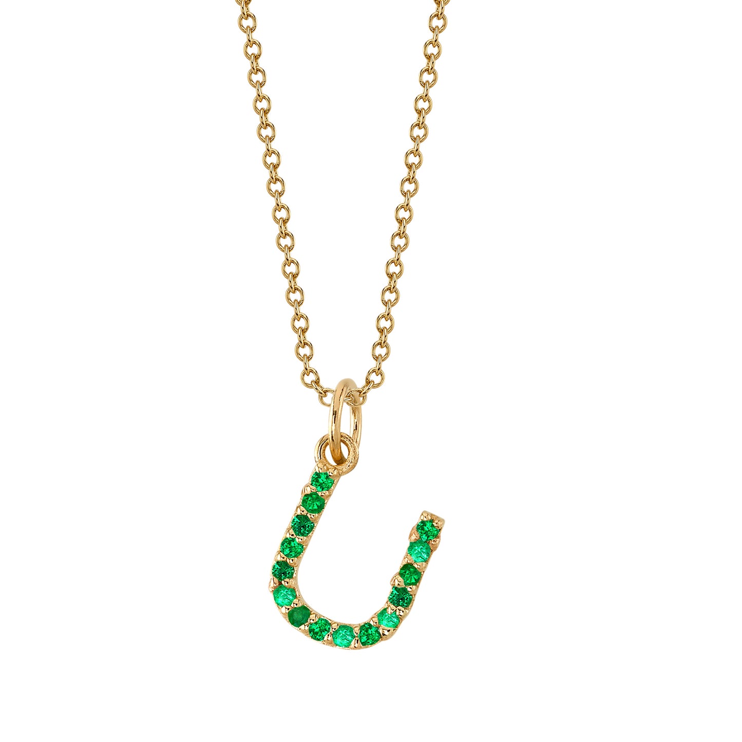 U Initial Birthstone Charm Necklace