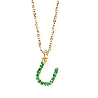 U Initial Birthstone Charm Necklace