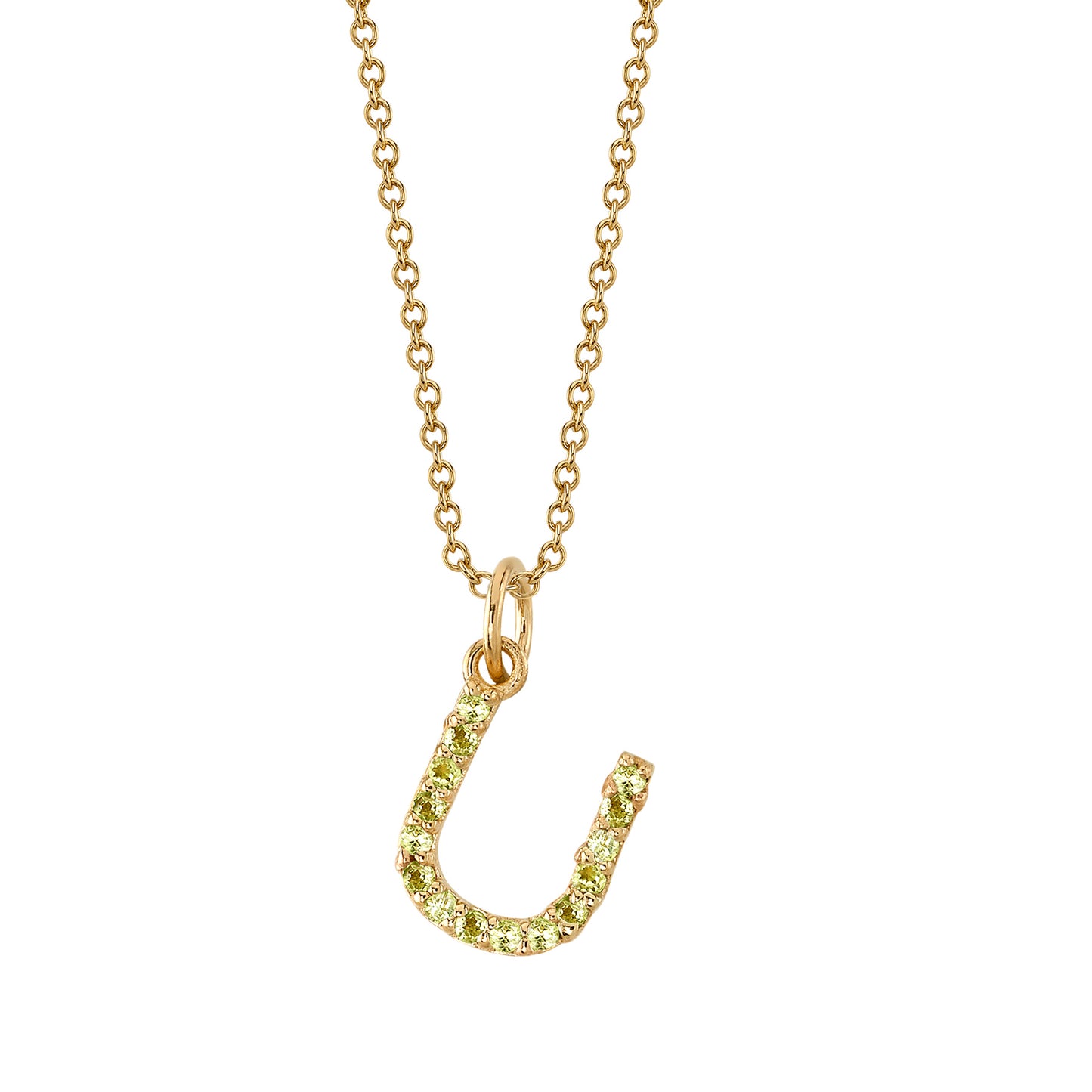 U Initial Birthstone Charm Necklace
