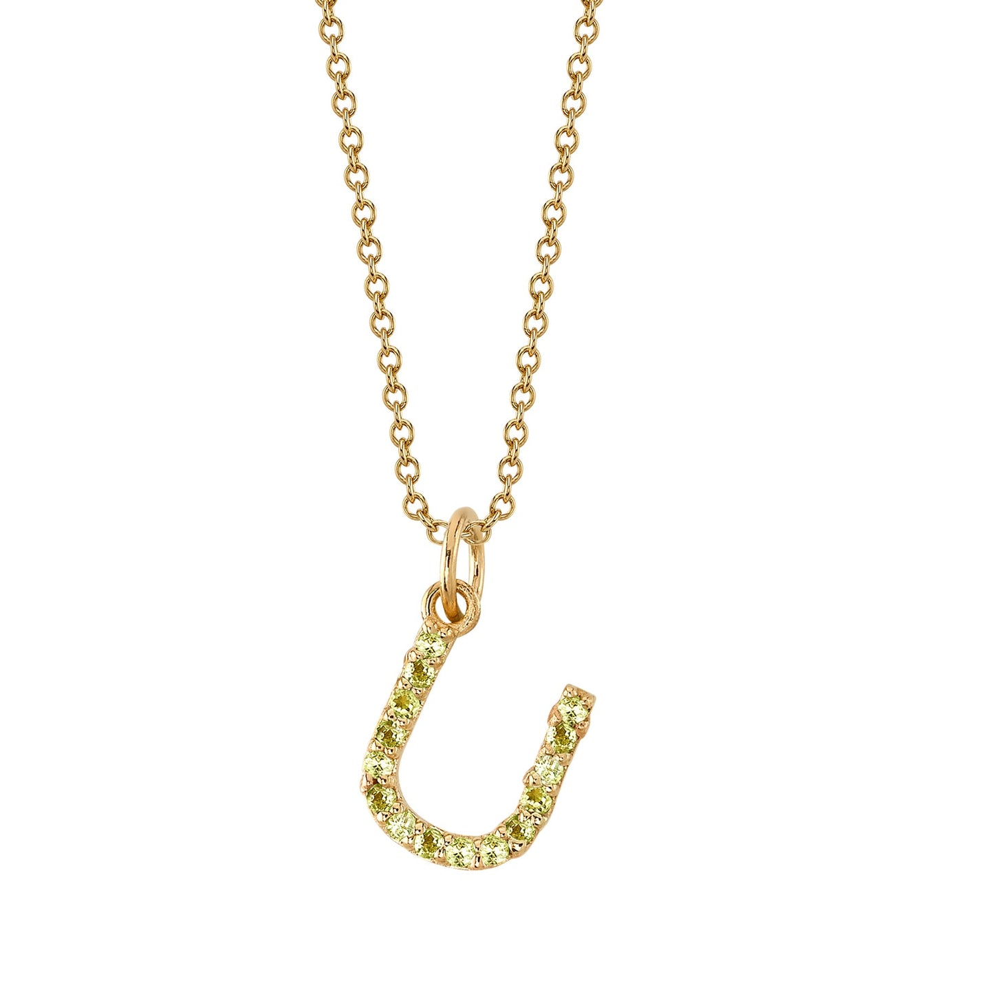U Initial Birthstone Charm Necklace