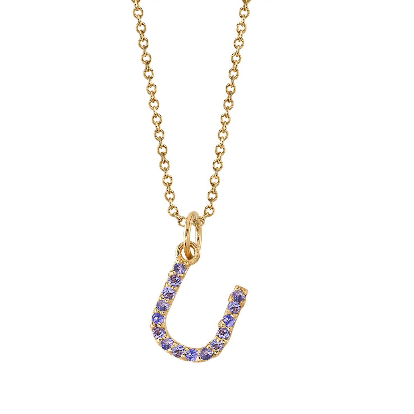 U Initial Birthstone Charm Necklace