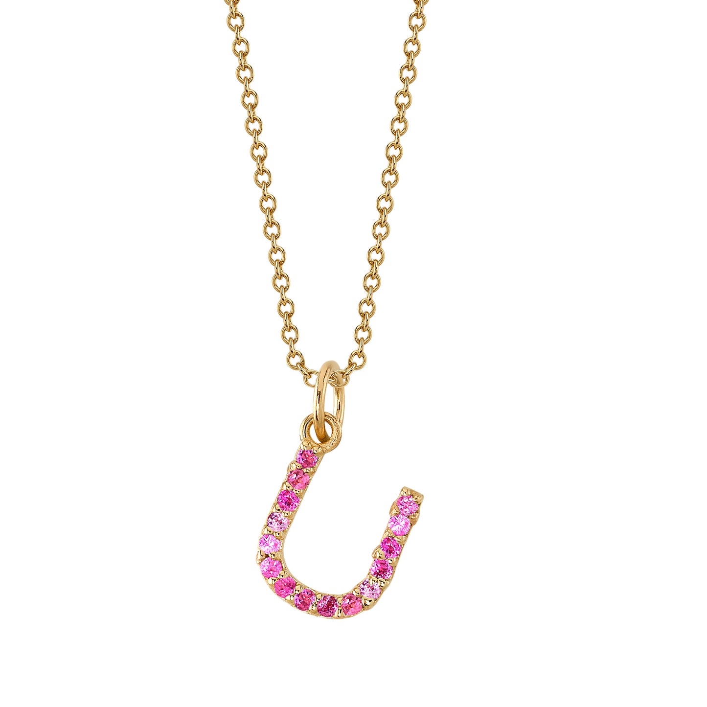 U Initial Birthstone Charm Necklace