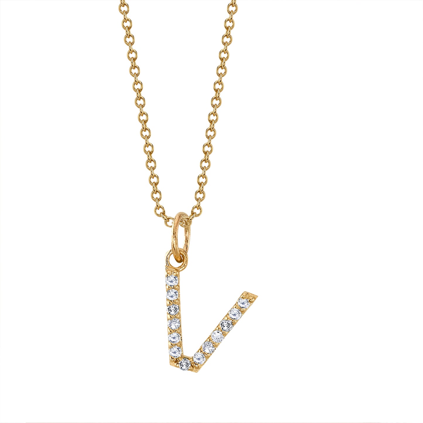 V Initial Birthstone Charm Necklace