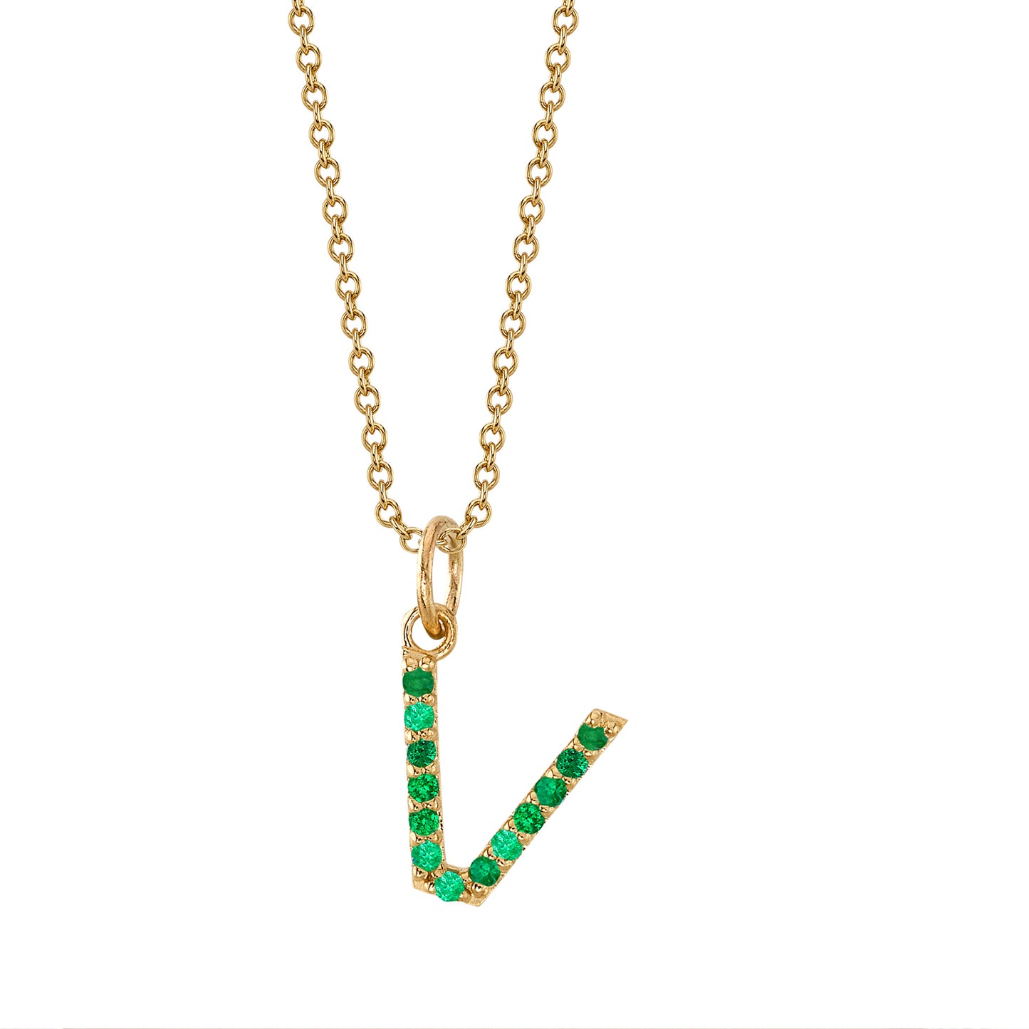 V Initial Birthstone Charm Necklace