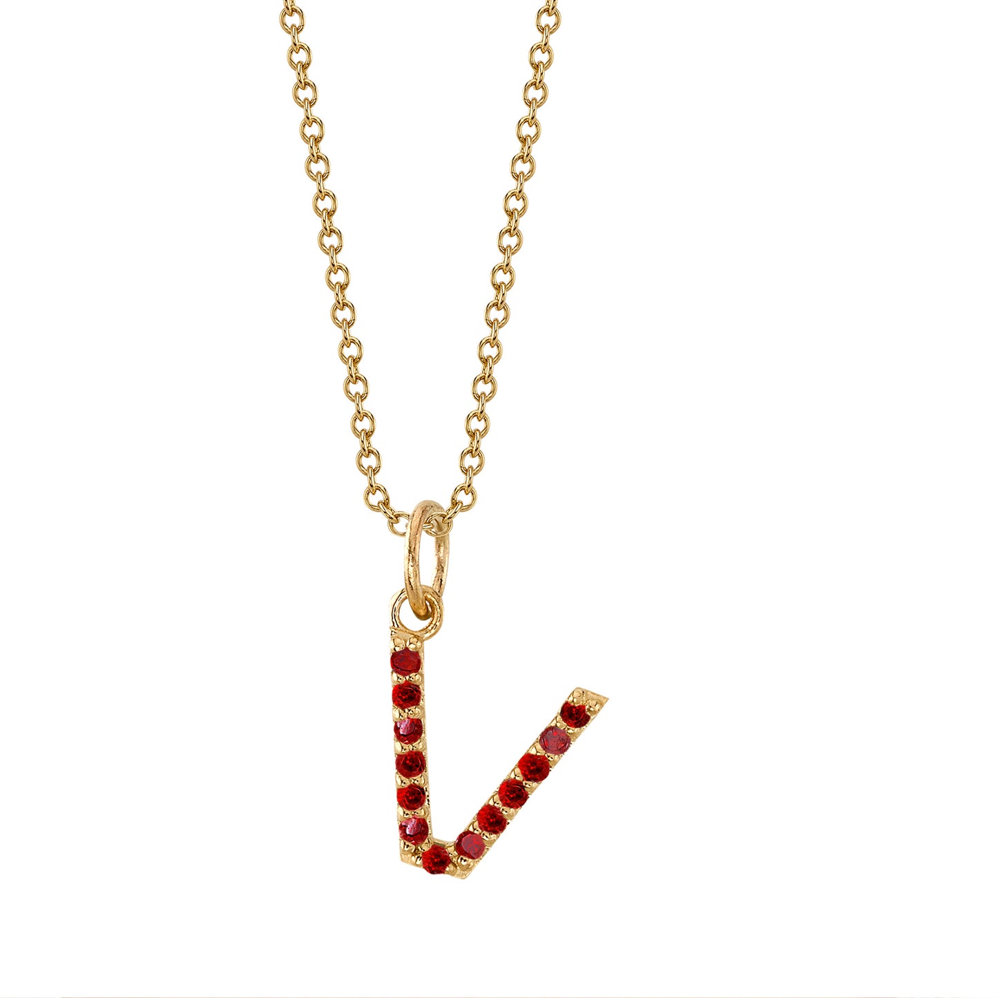 V Initial Birthstone Charm Necklace