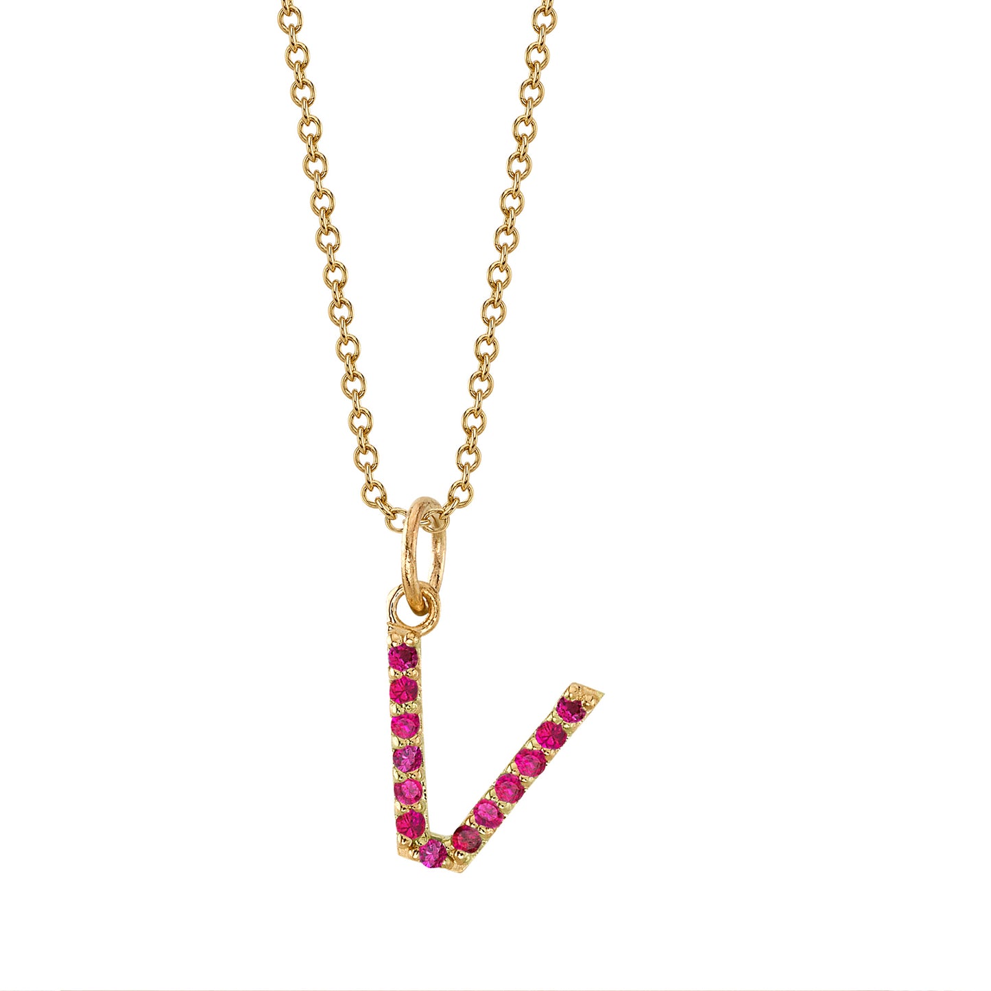 V Initial Birthstone Charm Necklace