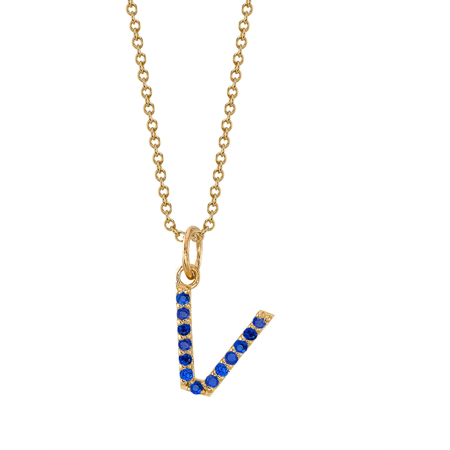 V Initial Birthstone Charm Necklace