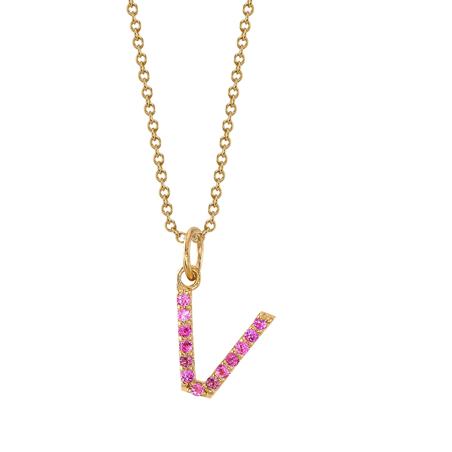 V Initial Birthstone Charm Necklace
