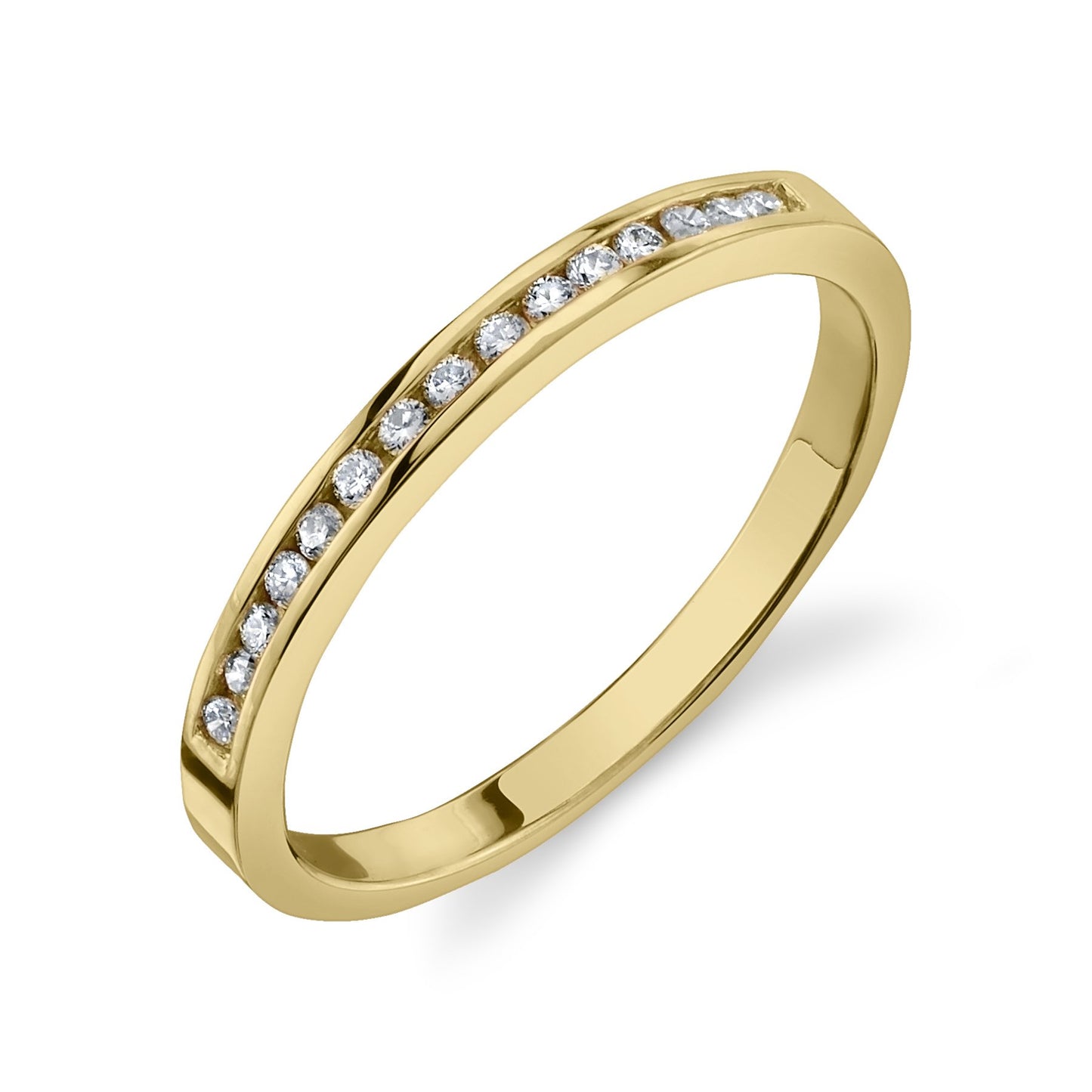 Channel Set Ring White Diamond / 14K Yellow Gold