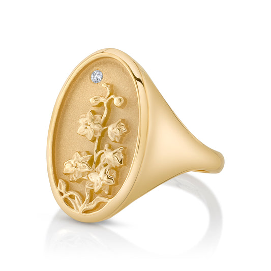 JULY BIRTH FLOWER SIGNET RING