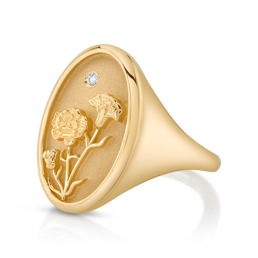 JANUARY BIRTH FLOWER SIGNET RING