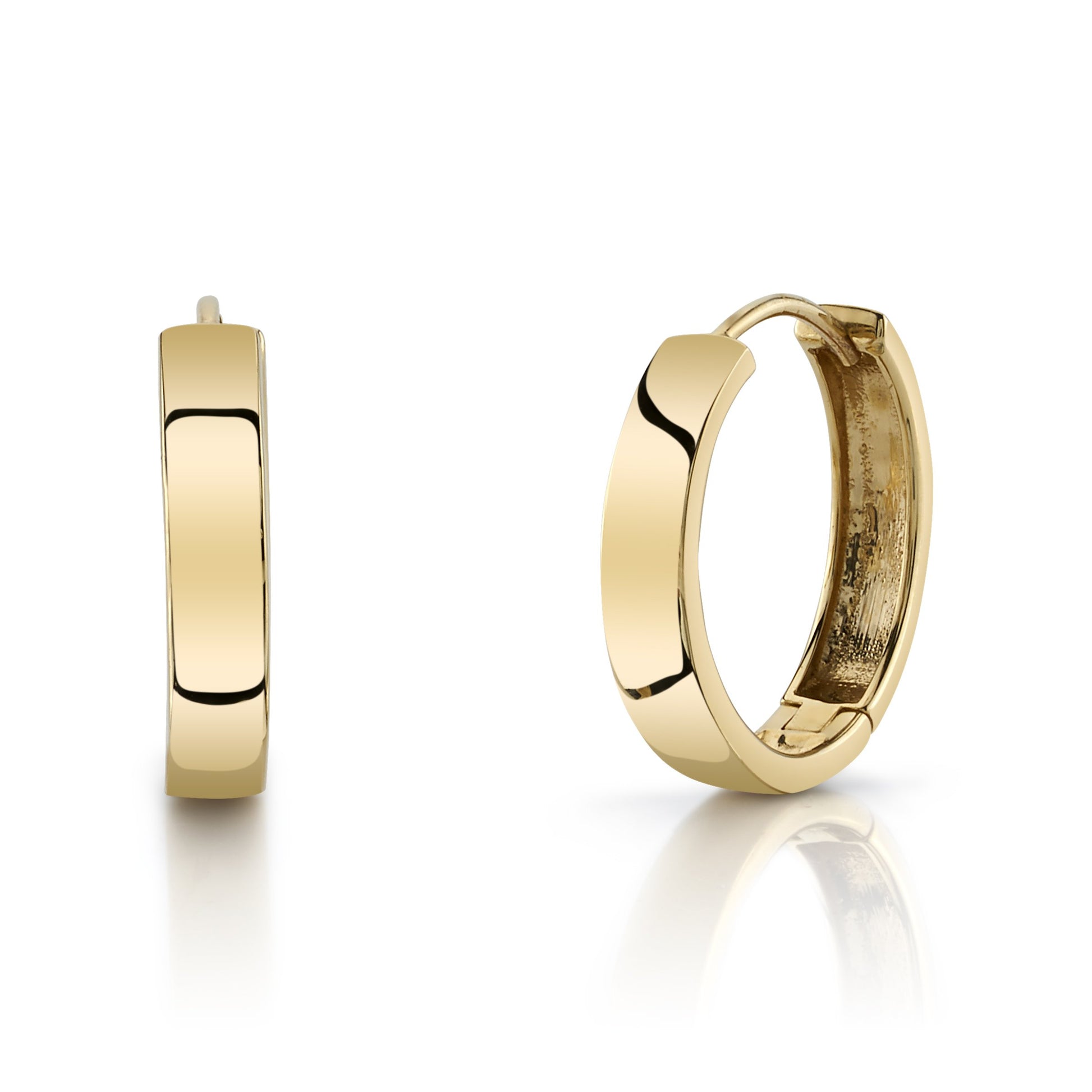 Solid Gold Square Hoops PAIR Medium 14K Gold Pipe Hoop -  Ireland