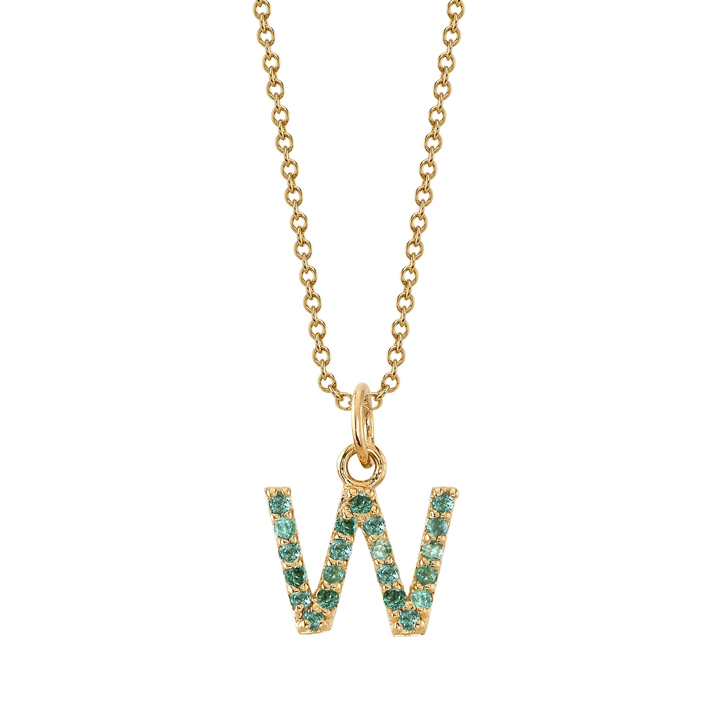 W Initial Birthstone Charm Necklace