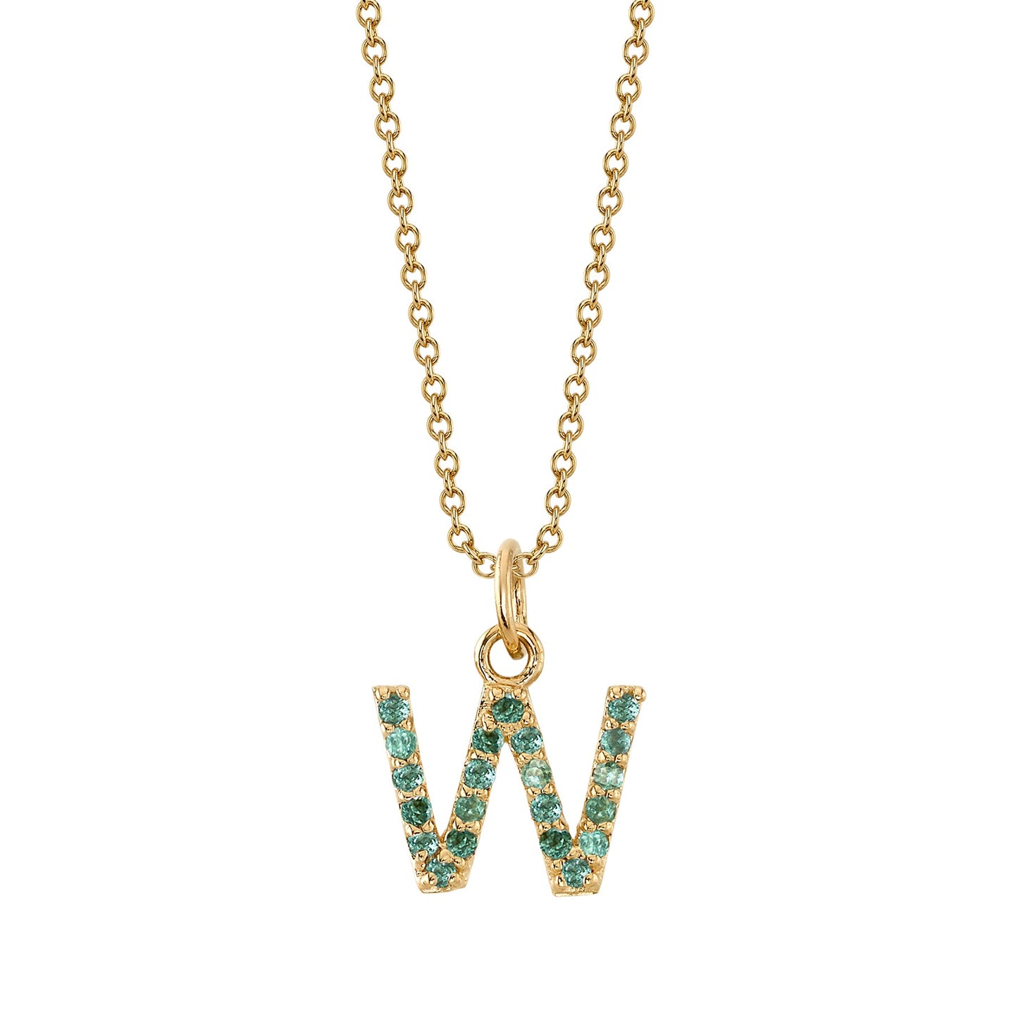W Initial Birthstone Charm Necklace