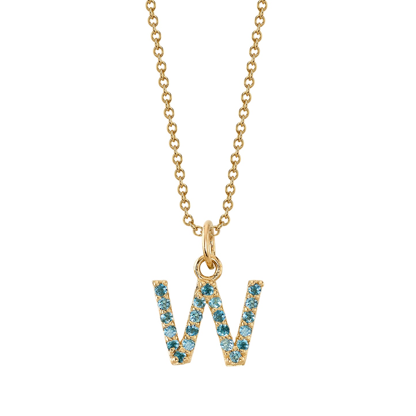 W Initial Birthstone Charm Necklace