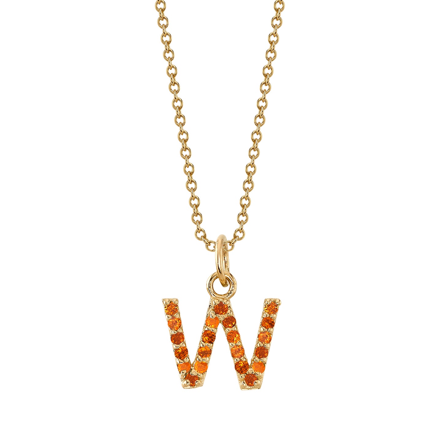 W Initial Birthstone Charm Necklace